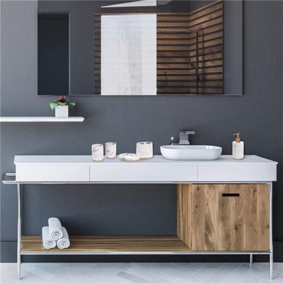 Bathroom Accessories Set, 5 Pcs Marble Look Bathroom Sets for Counter - Picture 6 of 8